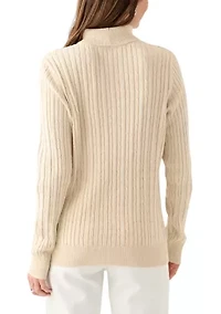 Women's Long Sleeve Cable Turtleneck Sweater