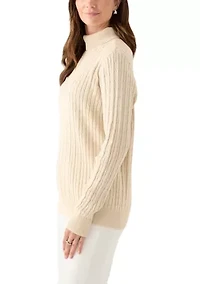 Women's Long Sleeve Cable Turtleneck Sweater