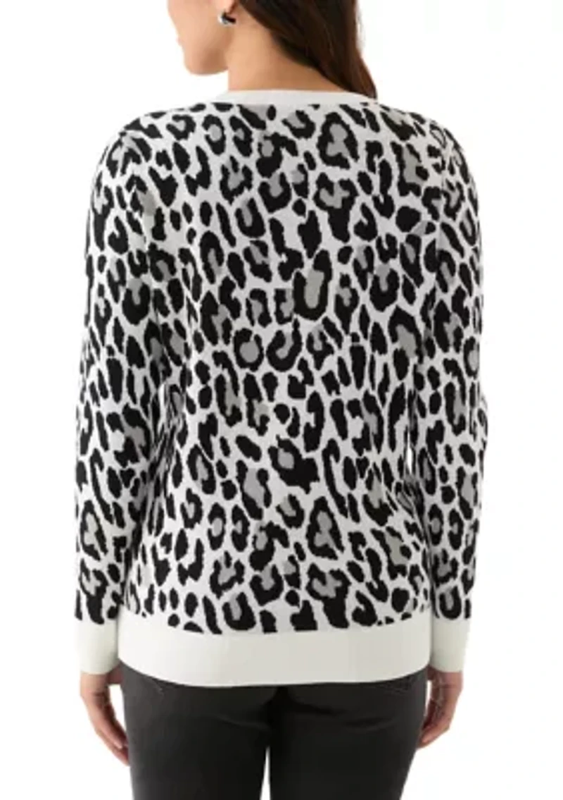 Women's Animal Printed Jacquard Knit Sweater