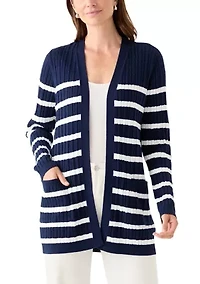 Women's Long Sleeve Cable Stripe Cardigan