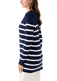 Women's Long Sleeve Cable Stripe Cardigan