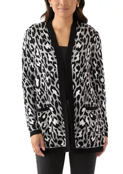 Women's Printed Jacquard Knit Cardigan