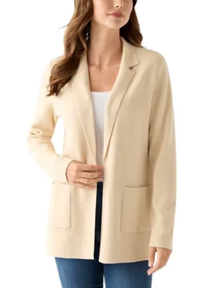 Women's Long Sleeve Heather Open Front Sweater Blazer