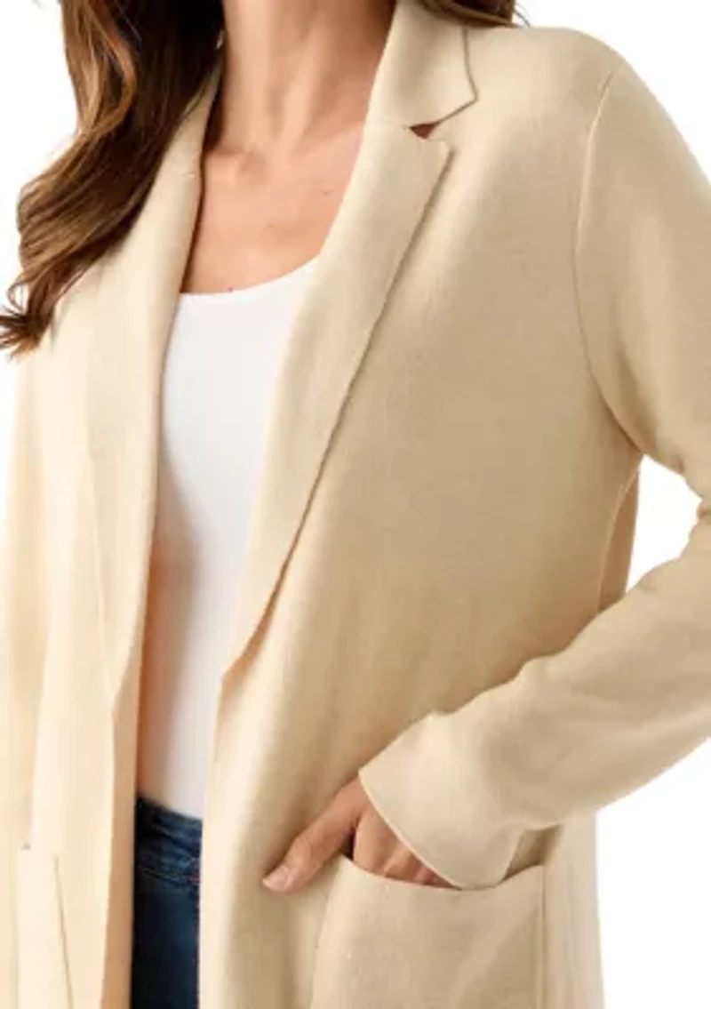 Women's Long Sleeve Heather Open Front Sweater Blazer