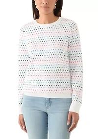 Women's Crew Neck Jacquard Printed Sweater