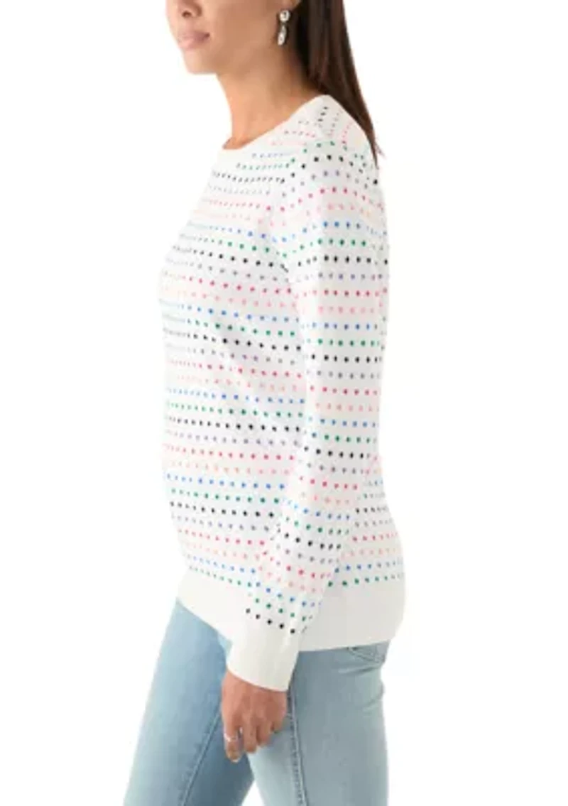 Women's Crew Neck Jacquard Printed Sweater