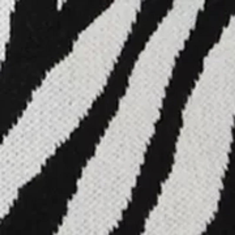 Women's Crew Neck Jacquard Knit Zebra Printed Sweater