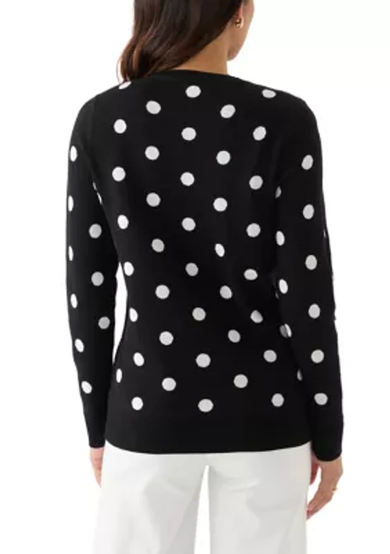 Women's Polka Dot Jacquard Knit Sweater