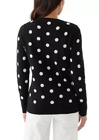 Women's Polka Dot Jacquard Knit Sweater