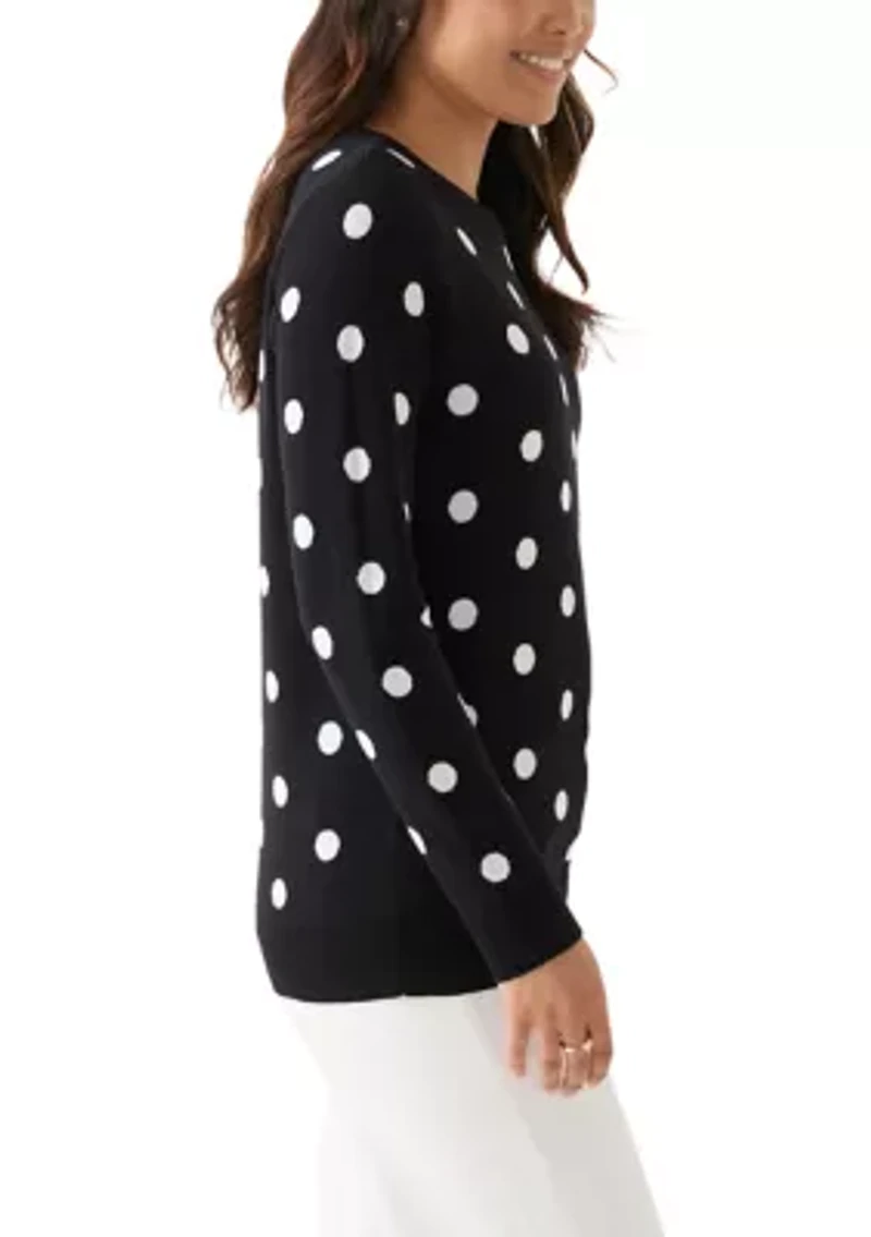 Women's Polka Dot Jacquard Knit Sweater