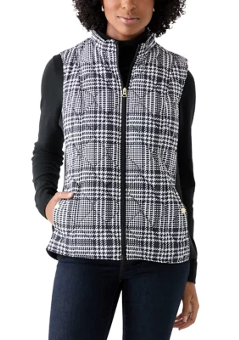 Women's Side Rib Plaid Print Vest