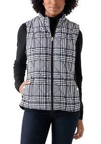 Women's Side Rib Plaid Print Vest