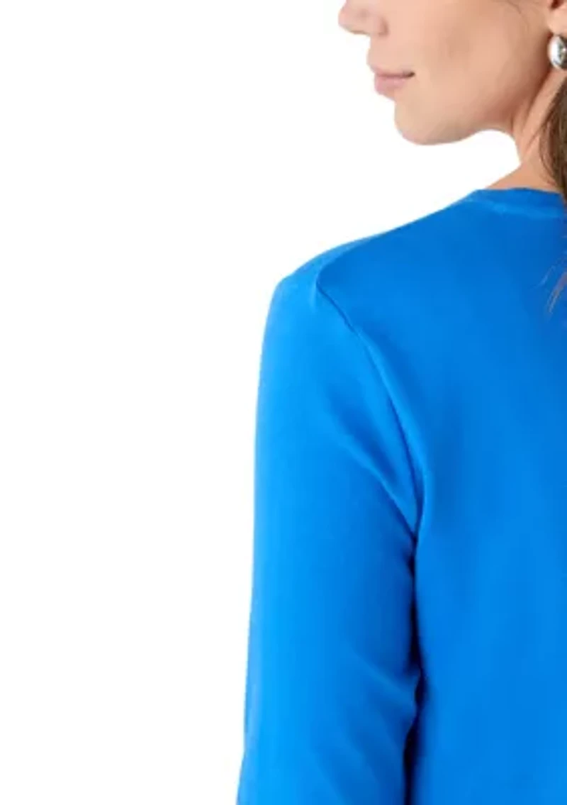 Women's 3/4 Sleeve Crew Neck Solid T-Shirt