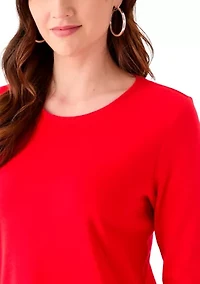 Women's 3/4 Sleeve Crew Neck Solid T-Shirt