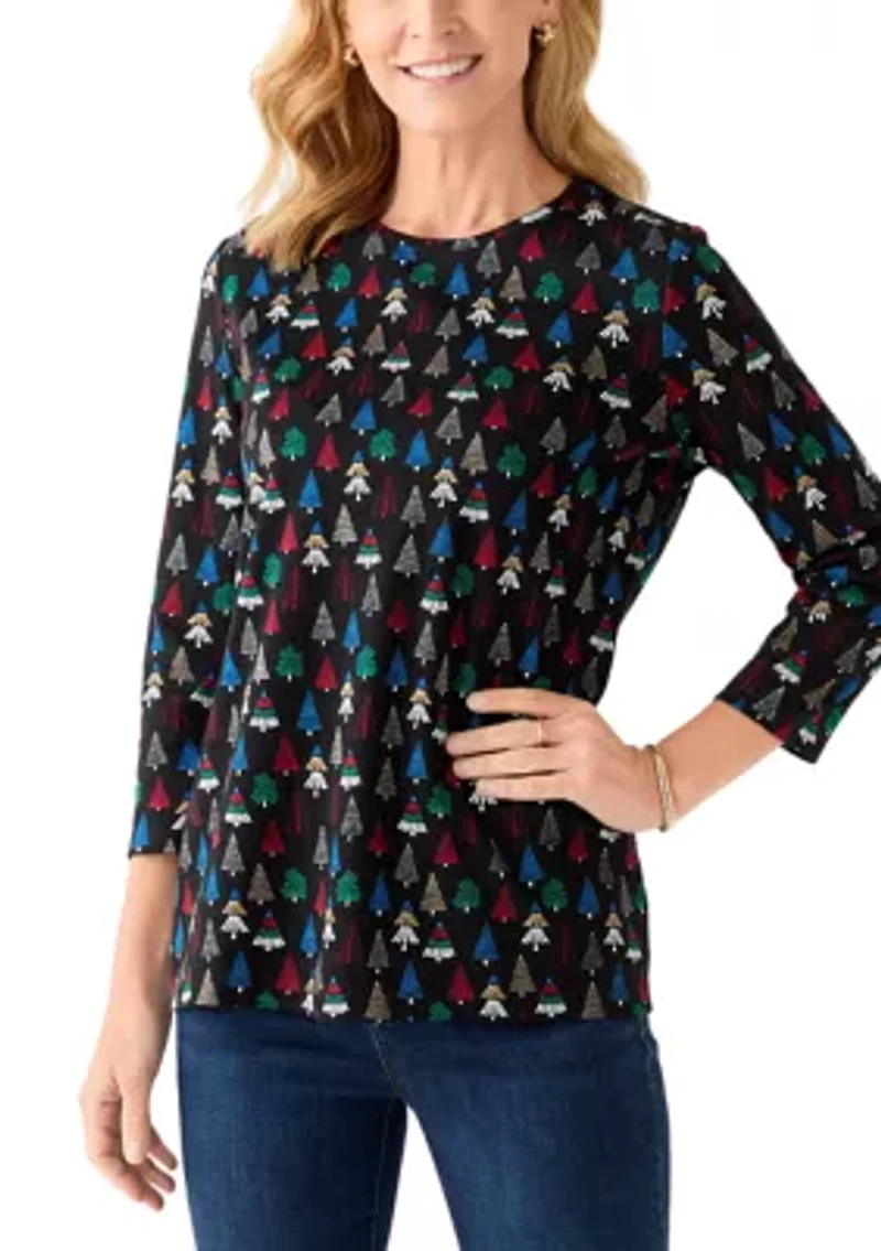 Women's 3/4 Sleeve Animal Print Top