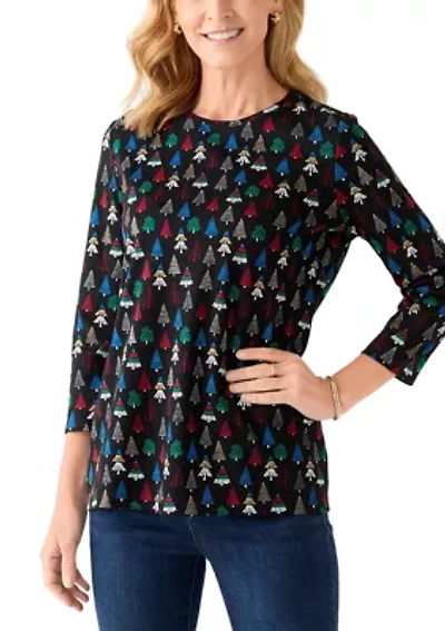 Women's 3/4 Sleeve Animal Print Top