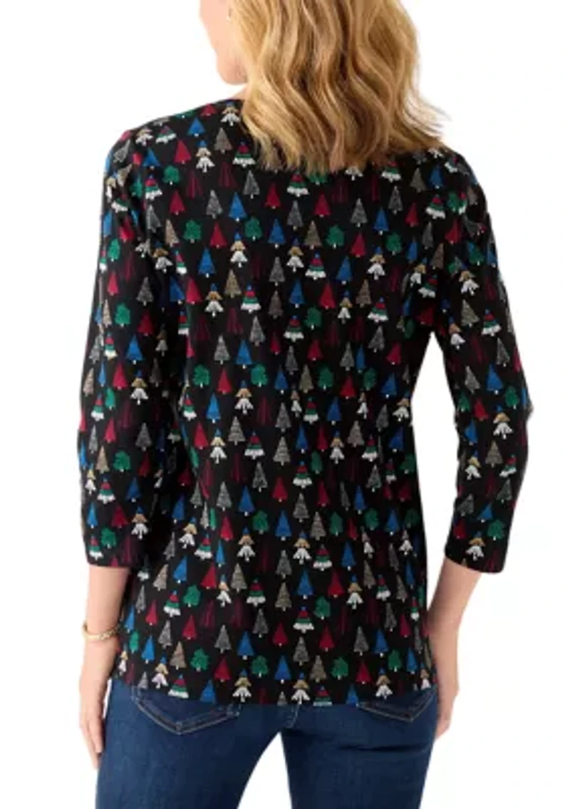 Women's 3/4 Sleeve Animal Print Top