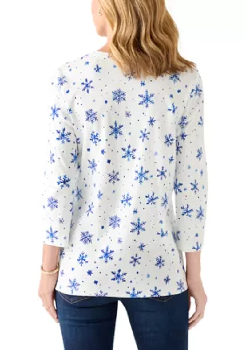 Women's 3/4 Sleeve Animal Print Top