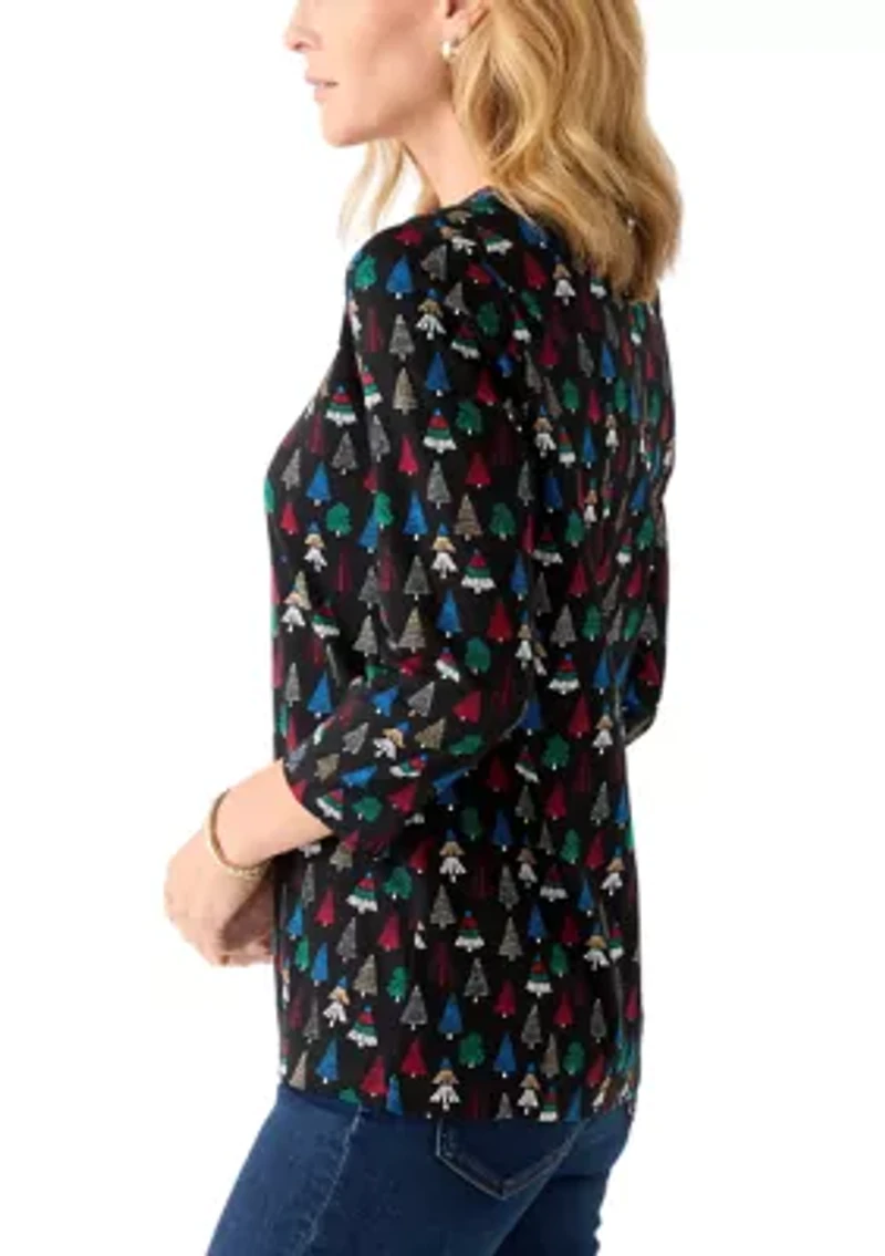 Women's 3/4 Sleeve Animal Print Top
