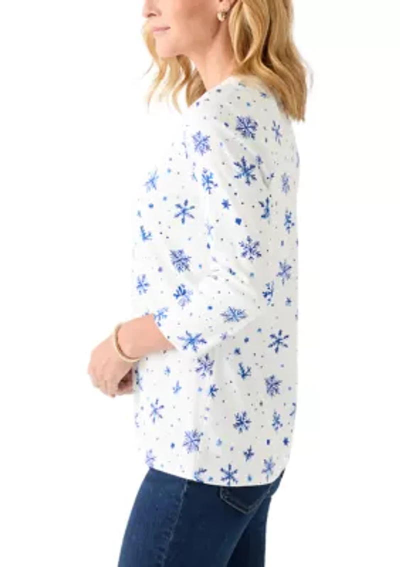 Women's 3/4 Sleeve Animal Print Top