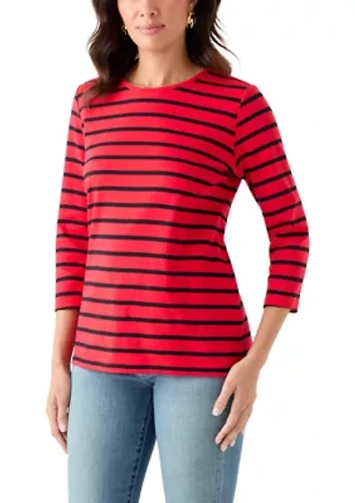 Women's 3/4 Sleeve Stripe Top