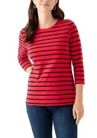 Women's 3/4 Sleeve Stripe Top