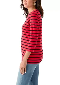 Women's 3/4 Sleeve Stripe Top