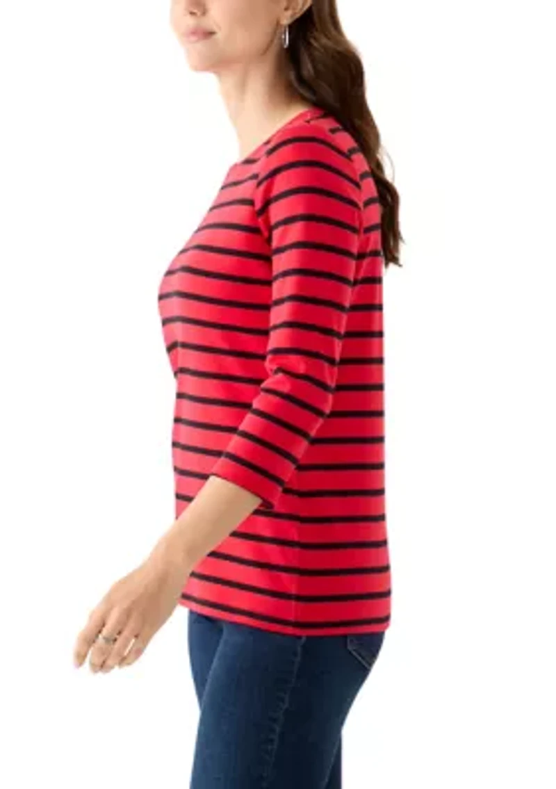 Women's 3/4 Sleeve Stripe Top