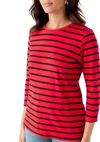 Women's 3/4 Sleeve Stripe Top