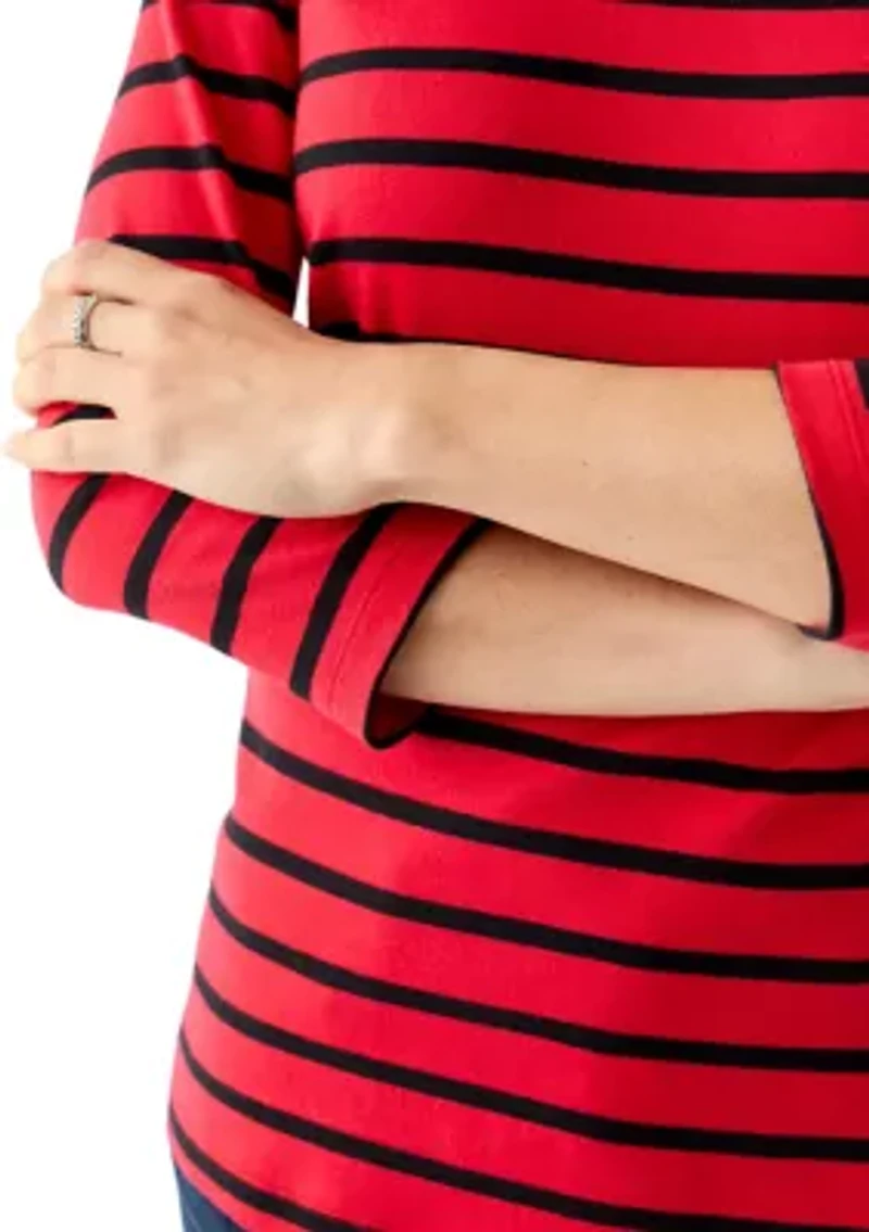 Women's 3/4 Sleeve Stripe Top