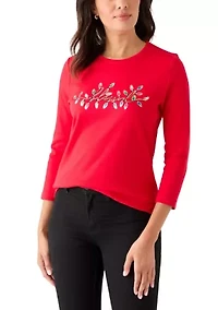 Women's 3/4 Sleeve Christmas Lights Graphic T-Shirt