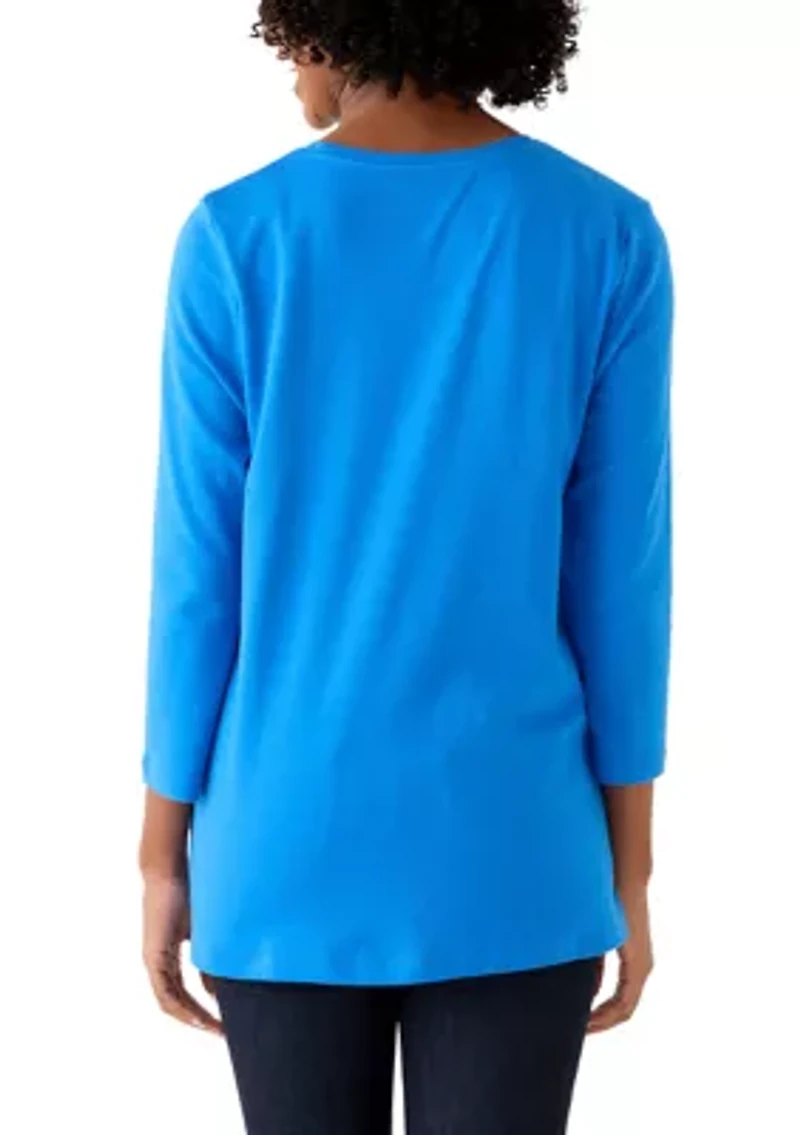 Women's 3/4 Sleeve Christmas Lights Graphic T-Shirt