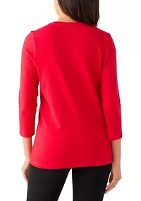 Women's 3/4 Sleeve Christmas Lights Graphic T-Shirt