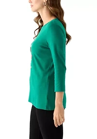 Women's 3/4 Sleeve Christmas Lights Graphic T-Shirt