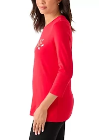 Women's 3/4 Sleeve Christmas Lights Graphic T-Shirt