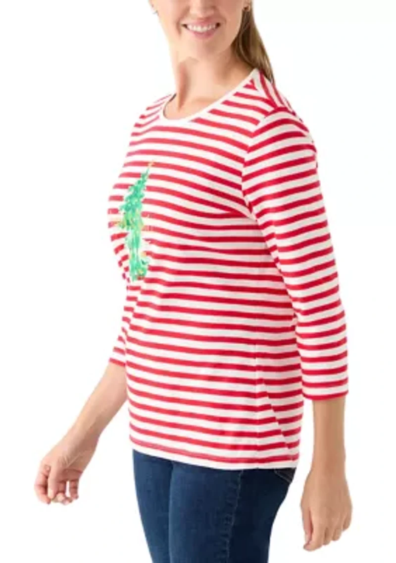 Women's 3/4 Sleeve Holiday Graphic T-Shirt