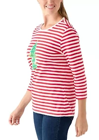 Women's 3/4 Sleeve Holiday Graphic T-Shirt