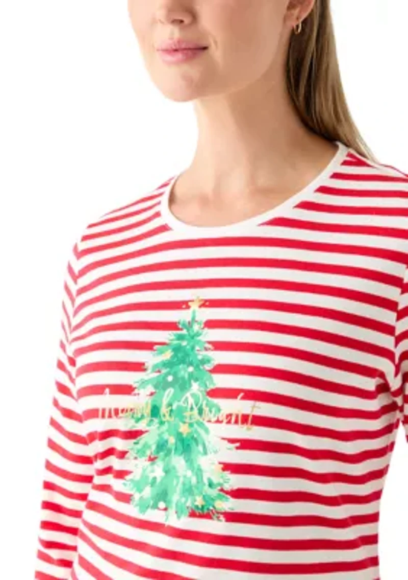 Women's 3/4 Sleeve Holiday Graphic T-Shirt