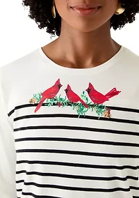 Women's Three-Quarter Sleeve Pieced Yoke Graphic T-Shirt