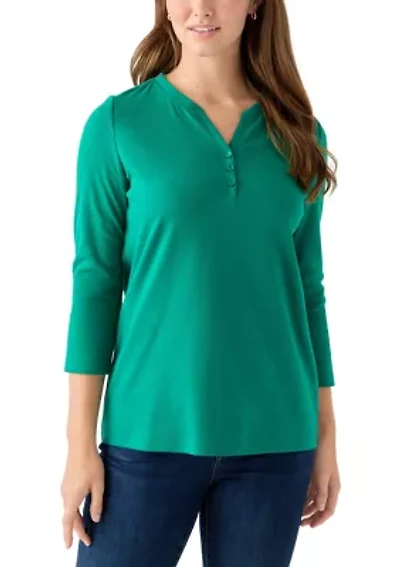 Women's Henley Solid Top