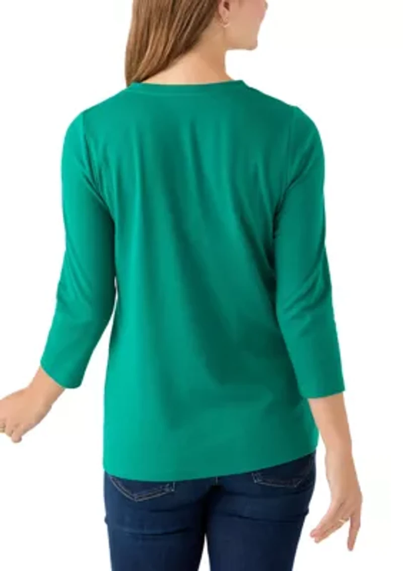 Women's Henley Solid Top