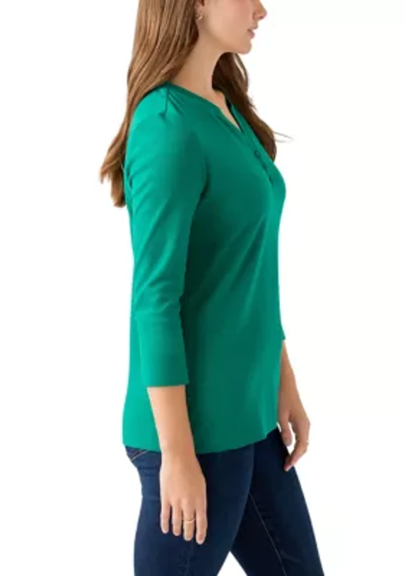 Women's Henley Solid Top