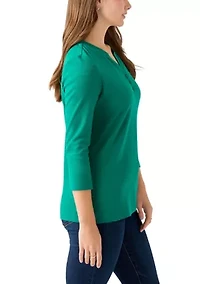 Women's Henley Solid Top