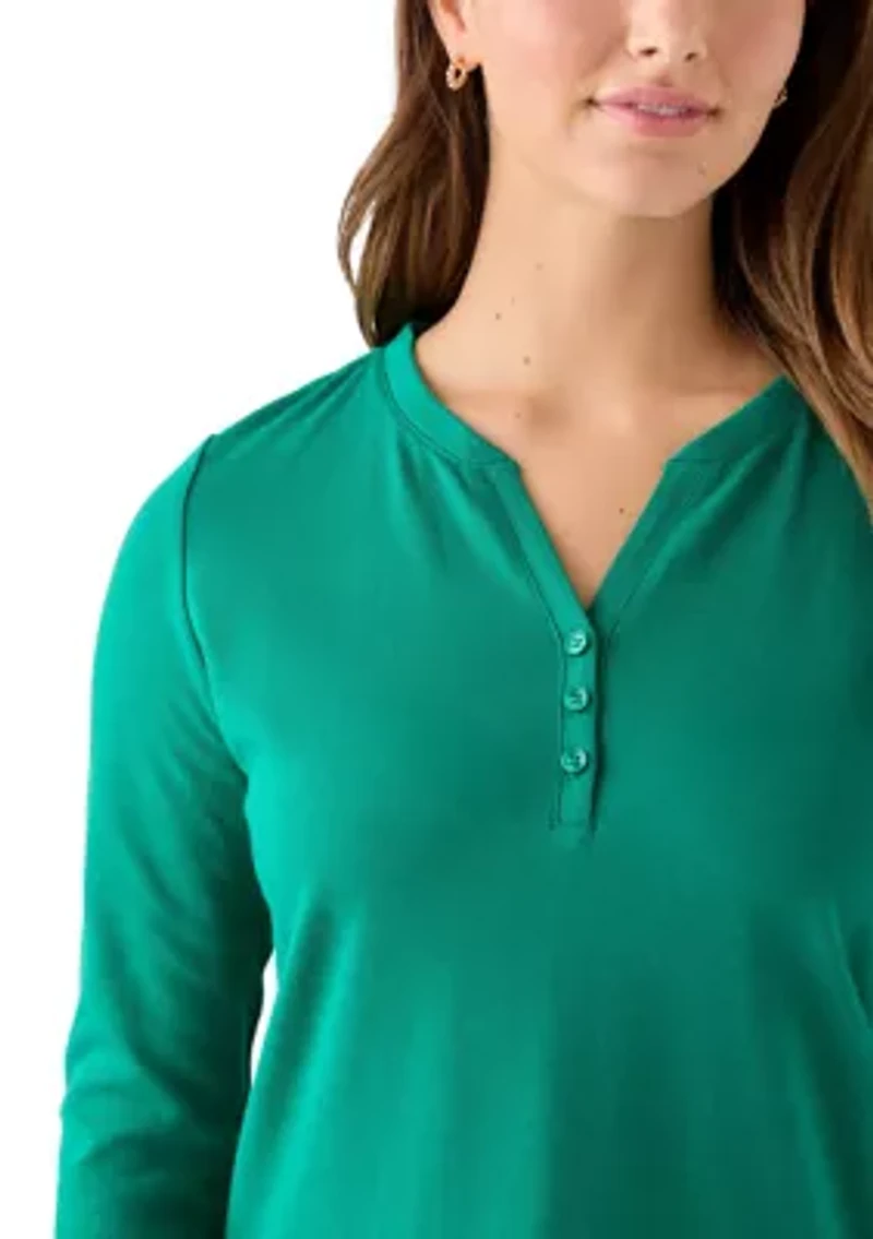 Women's Henley Solid Top