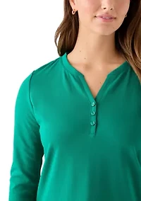 Women's Henley Solid Top