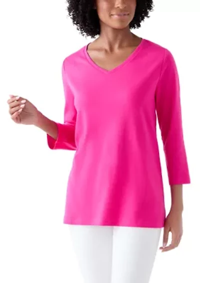 Women's 3/4 Sleeve V-Neck Top