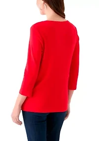 Women's 3/4 Sleeve V-Neck Top