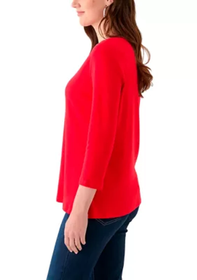 Women's 3/4 Sleeve V-Neck Top