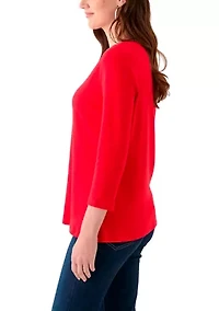 Women's 3/4 Sleeve V-Neck Top