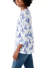 Women's 3/4 Sleeve V-Neck Printed T-Shirt